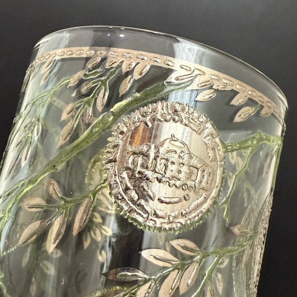 Lot of 5 Vintage MCM MidMod CULVER Midas 22K Gold American Coin Leaves Highball